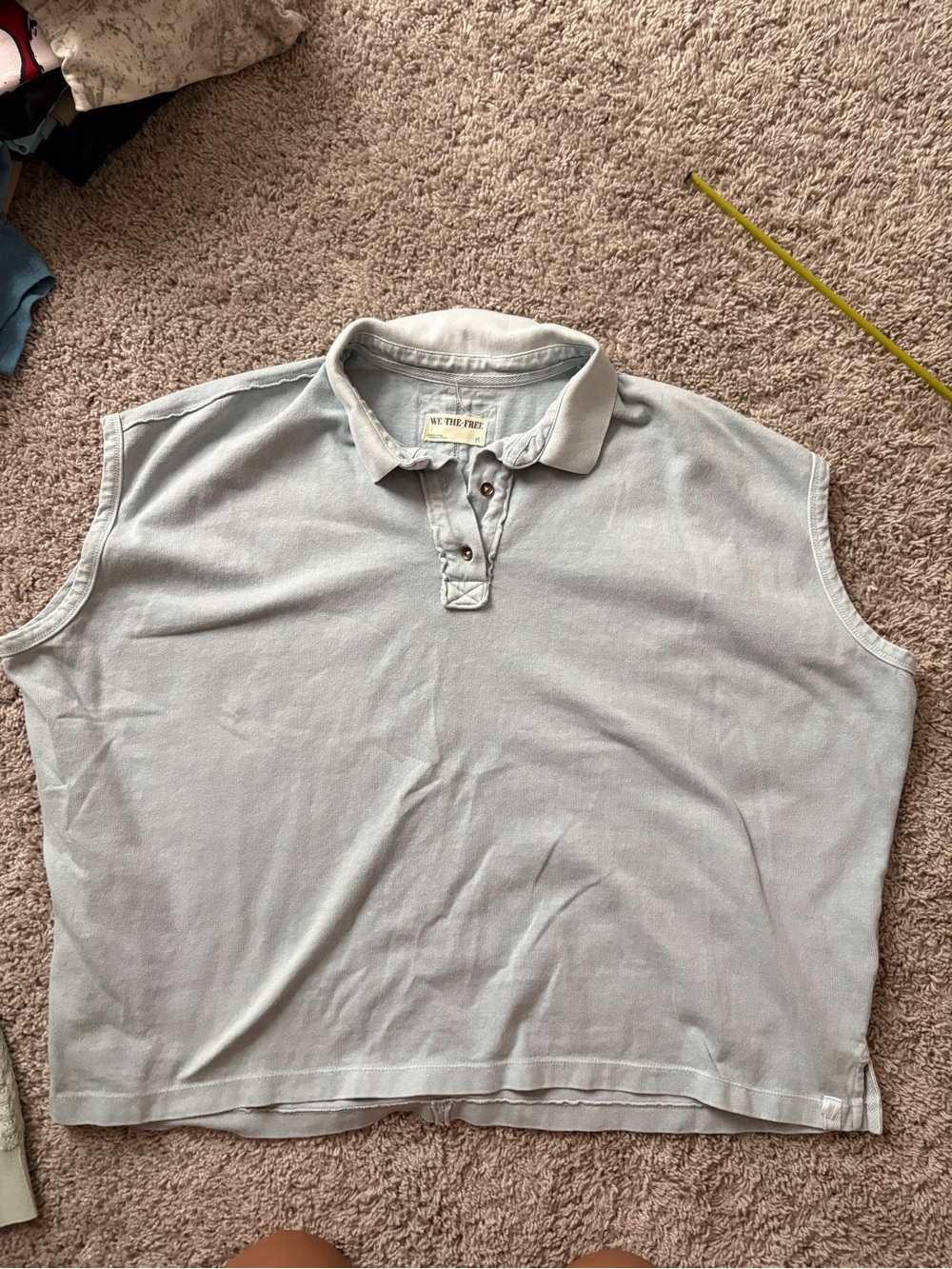 We the Free Light Blue Oversized Polo Style Top